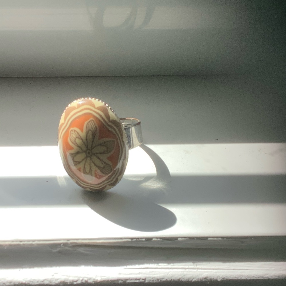 Vintage Floral Orange Ring